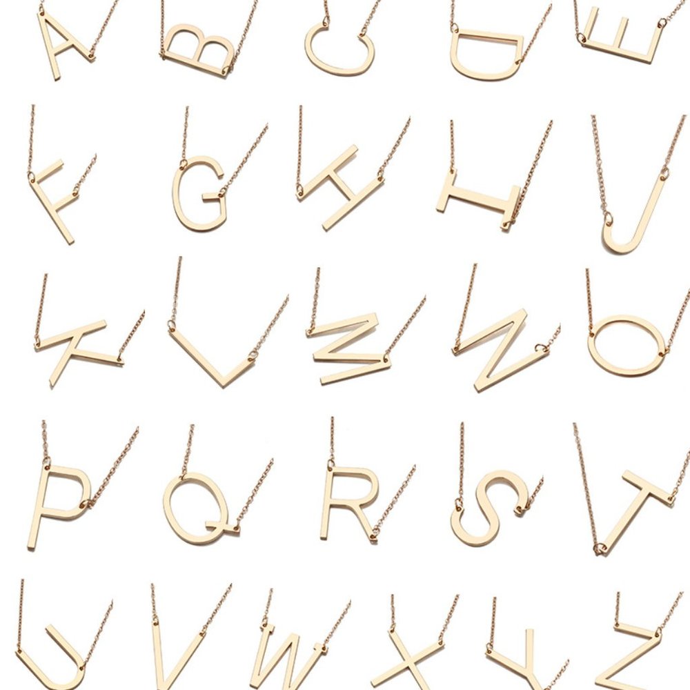 Letter V - Letter Pendant Fashion Necklace - Picture 6 of 11